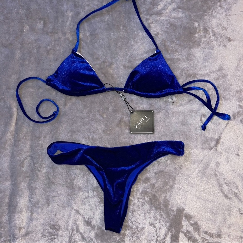 ZAFUL Plunge velvet high cut bathing suit/ swimming wear/ bikini